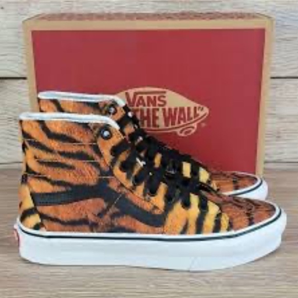 Vans SK8-Hi Tapered Sneakers in Tiger Women Sz 8 Brown Blk Logo - Picture 2 of 9